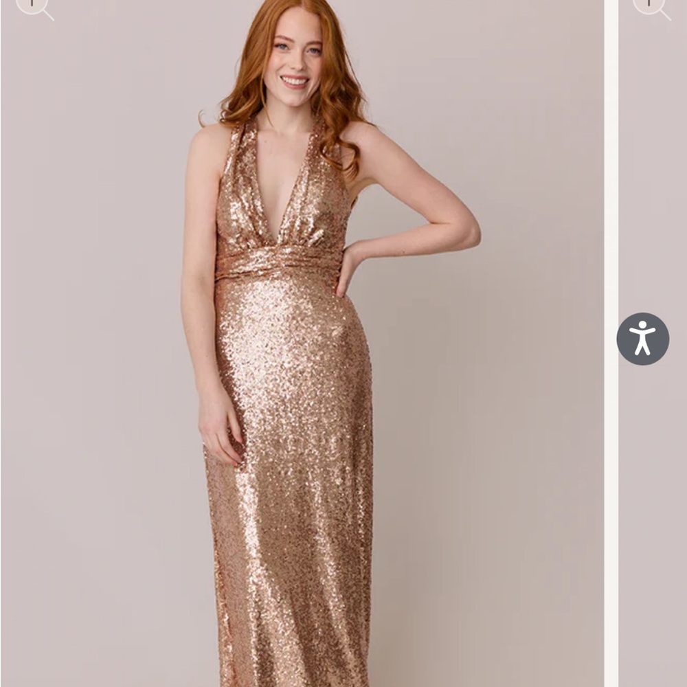 Shimmering Gold Sequin Halter Dress